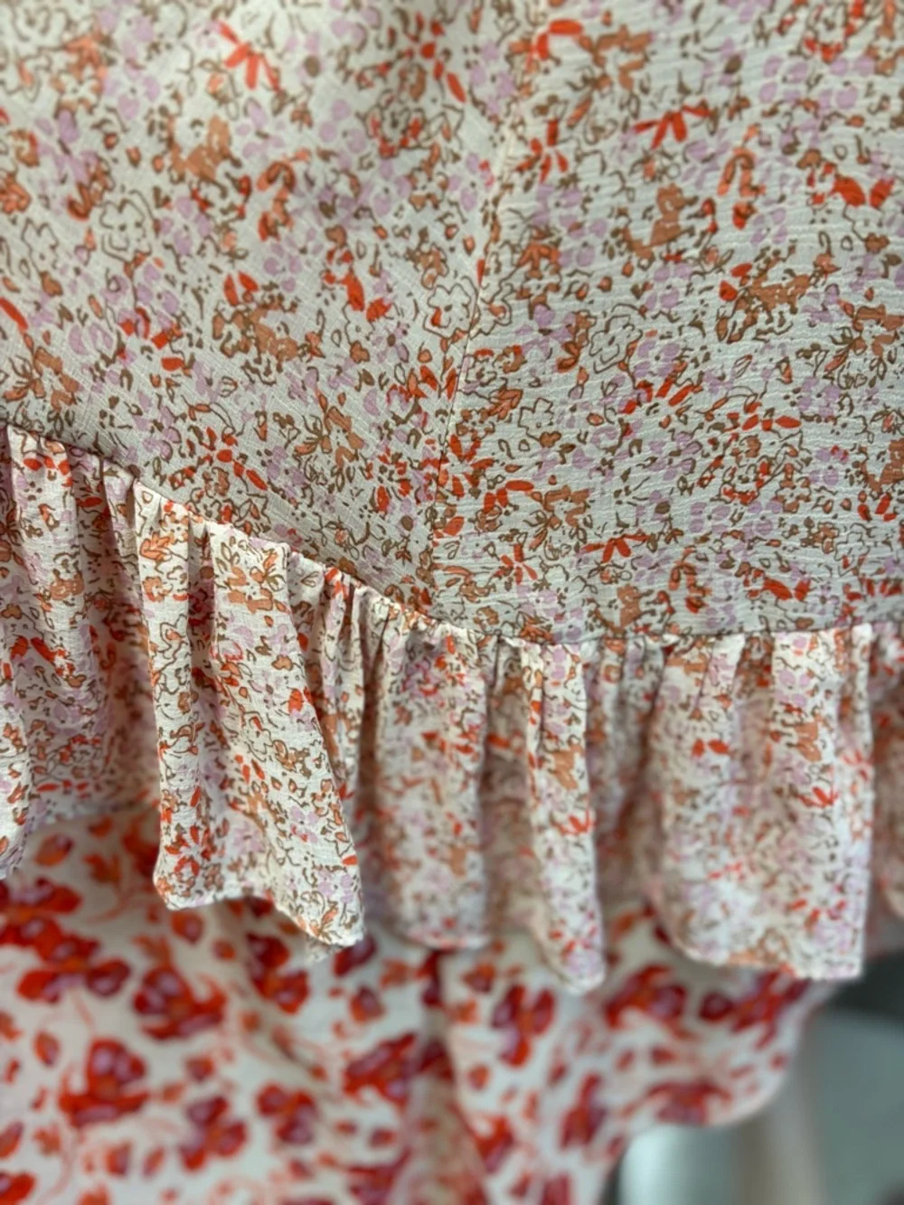 Free People Zuma Drippy Floral Handkerchief Ruffle Midi Skirt Size 6 Boho Prarie